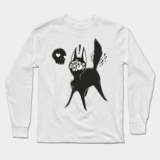 Creepy Cute Many Eyed Cat, Grunge Goth Artwork Long Sleeve T-Shirt